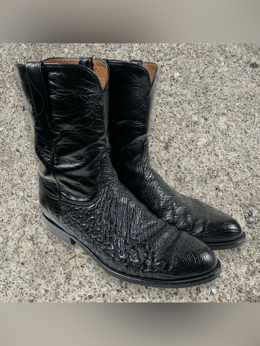 LUCCHESE vintage 90s shrunken ostrich skin western boots